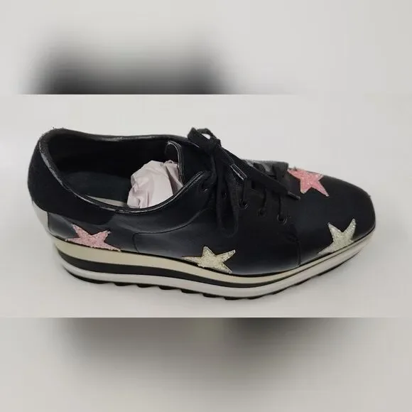 Stella McCartney Leather Elyse Star Platform Trainers Sneakers Sz 38 - Picture 4 of 16